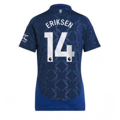 Ženski Nogometni dresi Manchester United Christian Eriksen #14 Gostujoči 2024-25 Kratek Rokav Ženski Nogometni dresi Manchester United Christian Eriksen #14 Gostujoči 2024-25 Kratek Rokav